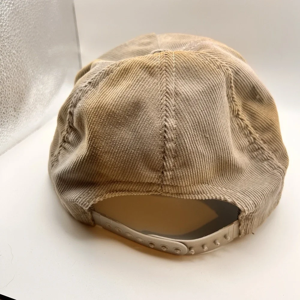 Vintage Elanco Sonalan Corduroy Trucker Hat Cap Snapback Gray Mesh‎ Made USA